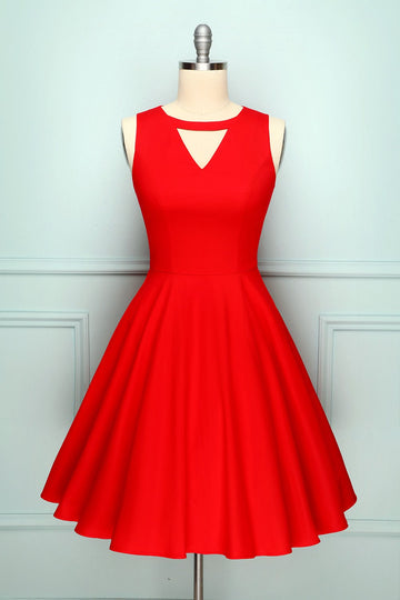 Vestito da altalena rosso degli anni '50